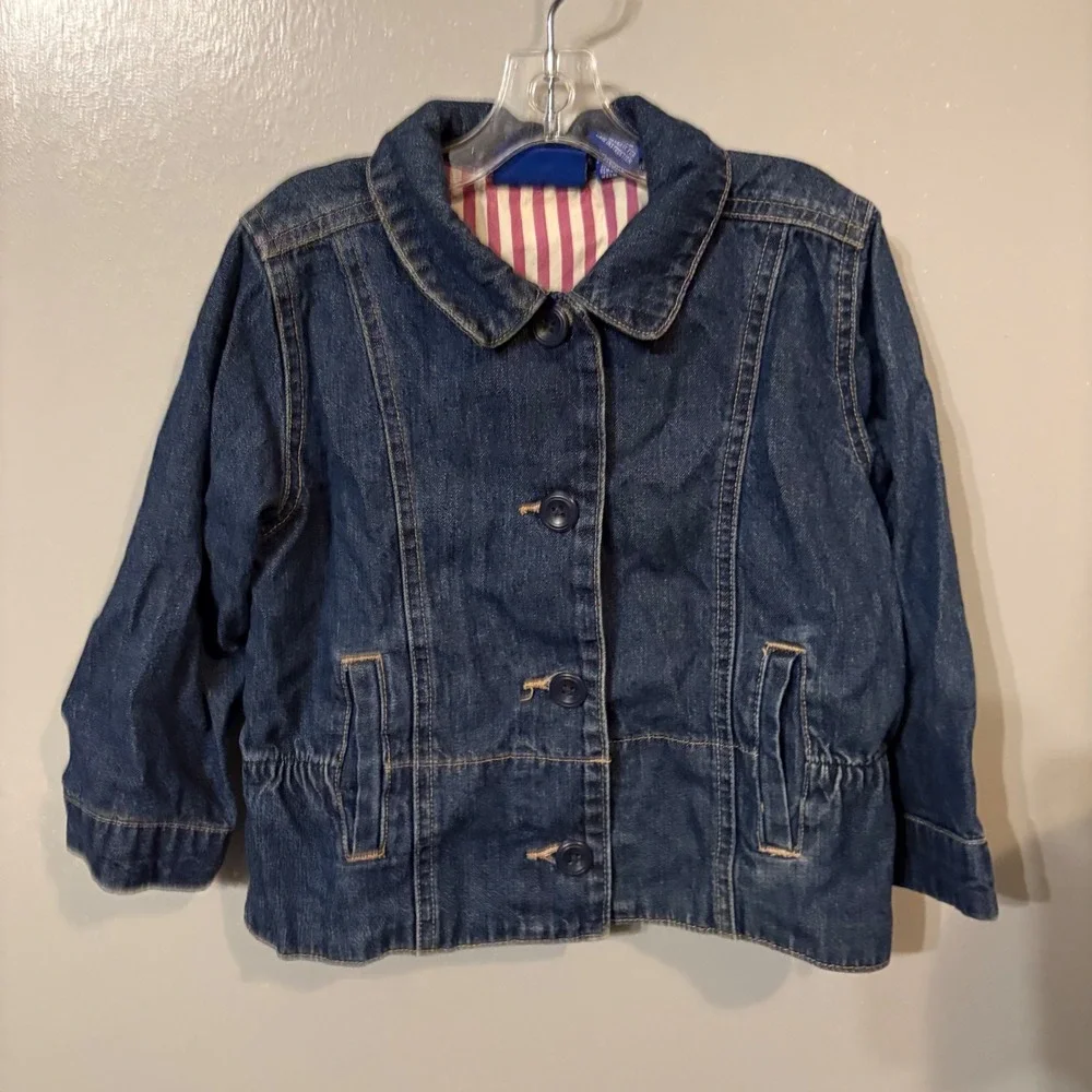 Genuine Kid by Oshkosh Denim Jacket Button Up Pockets Dark Wash‎ (Girls Small)